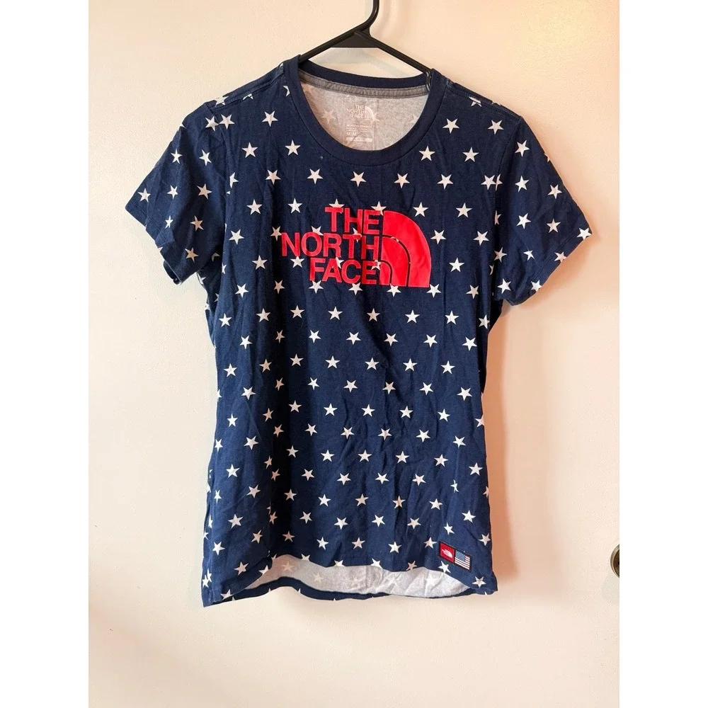 Women's medium red white and blue The North Face International Collection Tee - Picture 1 of 9